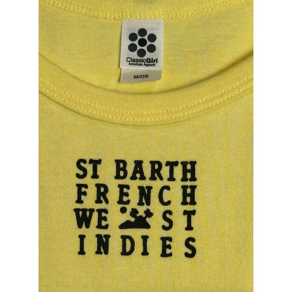 Y2K Barth French West Indies Yellow Tank 2000s American Apparel OS 100% Cotton - Picture 2 of 13